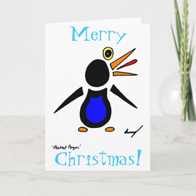 Festiva Pingüino abstracto "Felices Navidad!" Tarjeta (Anverso)