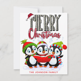 Festiva Pingüinos navidades Con Tarjeta De Vacaciones Sant