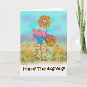 Festiva Pink Flamingo Feliz Tarjeta de Calabaza de Acción
