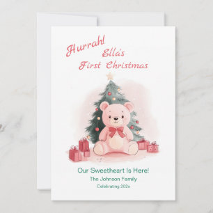 Festiva Pink Teddy Bear primera tarjeta de vacaciones plan