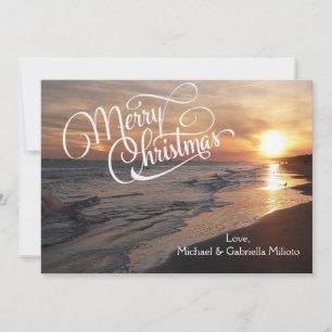 Festiva Playa Cálida Con Tarjeta De Navidades Sunset