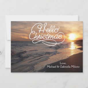 Festiva Playa Cálida Con Tarjeta De Navidades Sunset