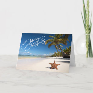 Festiva Playa Soleada Con Tarjeta De Navidades Starfish