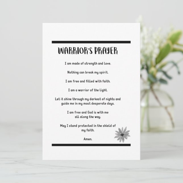 FESTIVA PODER DE LA TARJETA DE ORACIONES DE WARRIOR (Anverso de pie)