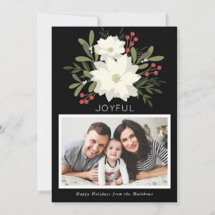Festiva Poinsettia alegre - tarjeta de foto navideña