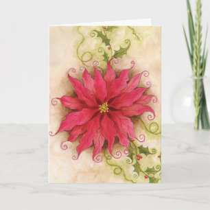 Festiva Poinsettia y tarjeta Holly