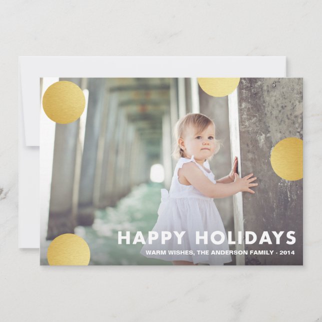 FESTIVA POLKA DOT GOLD | TARJETA DE FOTOGRAFÍA DE VACACION (Anverso)