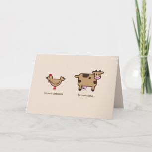 Festiva Pollo marrón, vaca marrón tarjeta de felicitación 