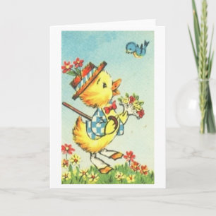 Festiva ¡Polluelo de Pascua con el Bluebird! Tarjeta de