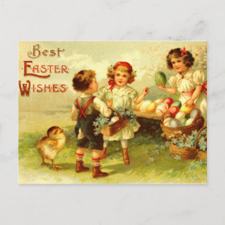 Festiva Polluelos antiguos de los niños de la postal de