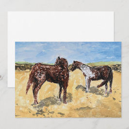 Festiva Ponies en la tarjeta de vacaciones plana de la isl