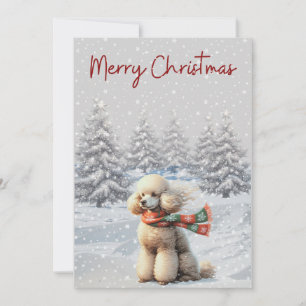 Festiva Poodle en la tarjeta de Navidades de Nieve