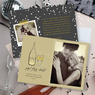 Festiva Pop Fizz Clink Champagne Cheer tarjeta de foto de 