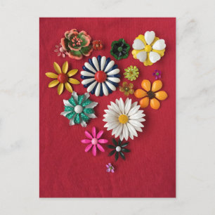 Festiva Postal cardíaca vintage de flor esmaltada 2021