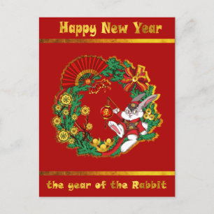 Festiva Postal chino para el año nuevo del conejo