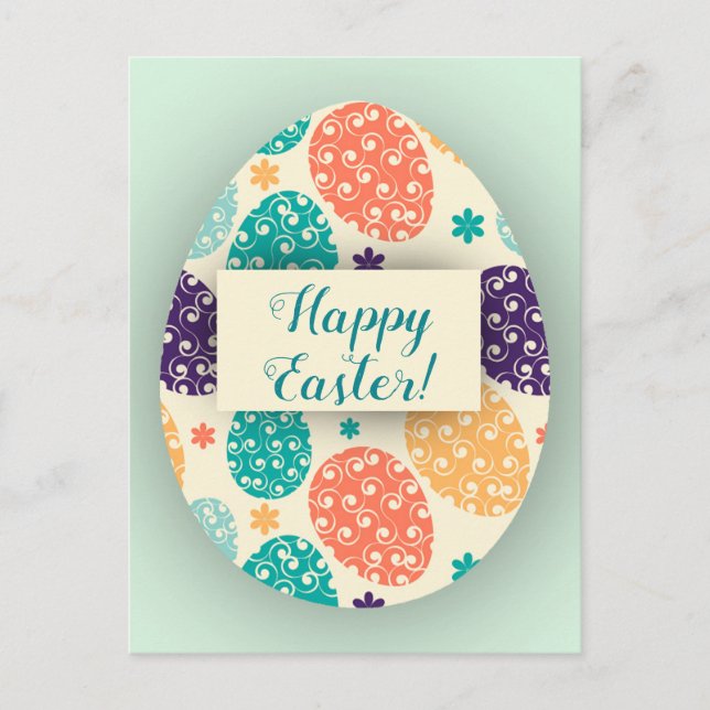 Festiva Postal colorida del huevo de Pascua (Anverso)