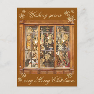 Festiva Postal con copo de nieve para navidades: ventana d