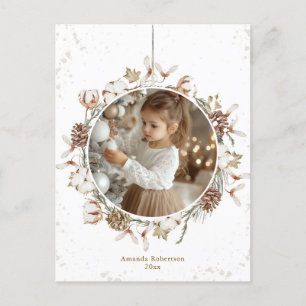 Festiva Postal con foto de Wreath para Navidades minimalis