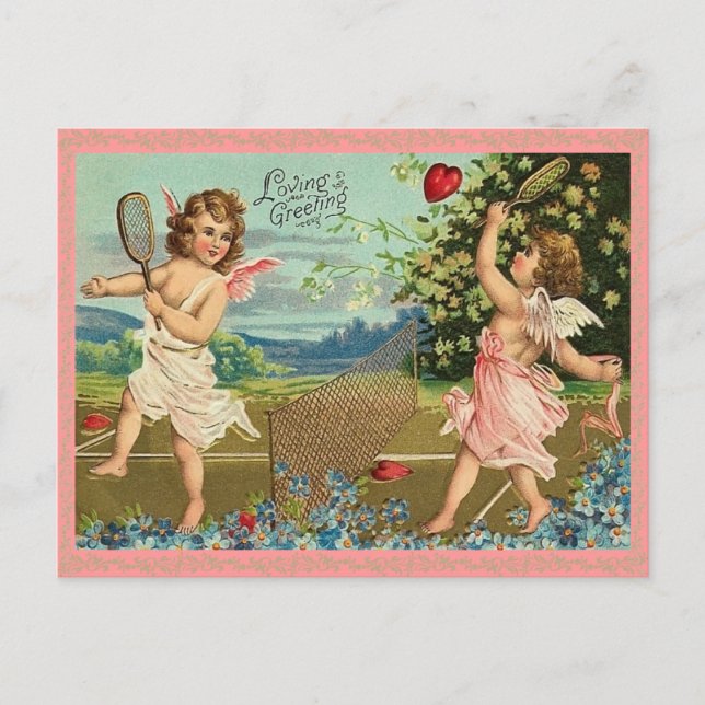 Festiva Postal Cupido de San Valentín de Vintage (Anverso)