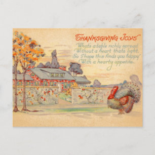 Festiva Postal de Acción de Gracias Joys Vintage