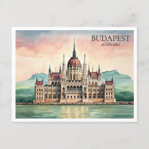 Festiva Postal de acuarela de Budapest Hungría Vista del D
