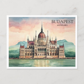 Festiva Postal de acuarela de Budapest Hungría Vista del D
