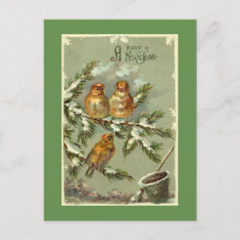 Festiva Postal de Año Nuevo de Arte Vintage