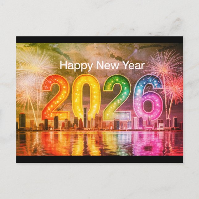 Festiva postal de Año Nuevo festivo (Anverso)