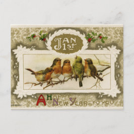 Festiva Postal de Año Nuevo vintage
