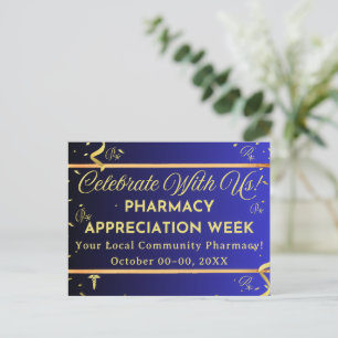 Festiva Postal de Apreciación de la Farmacia Faux Gold Con