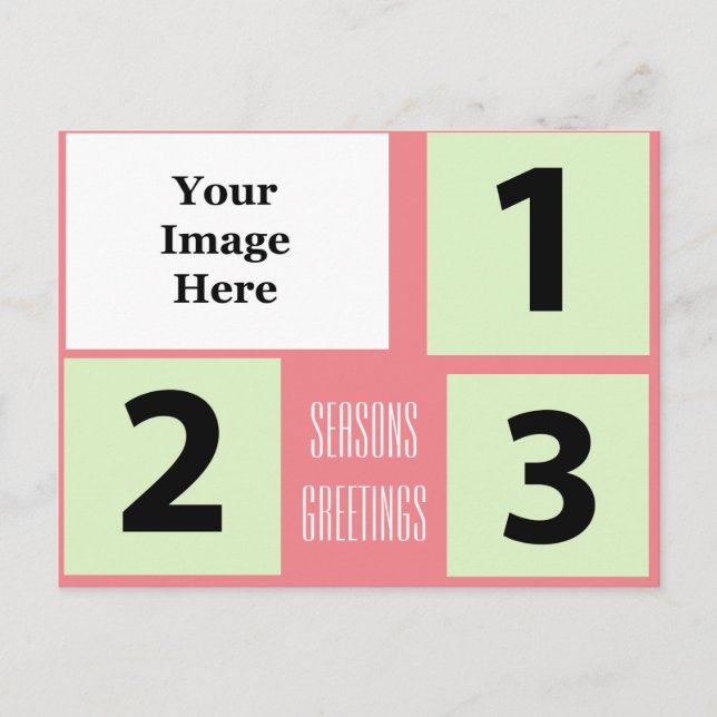 Festiva postal de bienvenida rosa de vacaciones de fotos (Anverso)