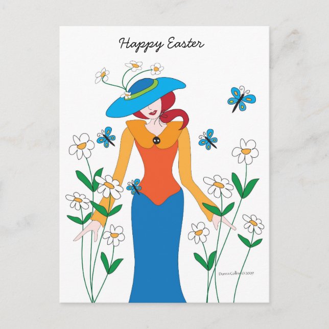 Festiva postal de Blue Bonnet Easter Chica (Anverso)