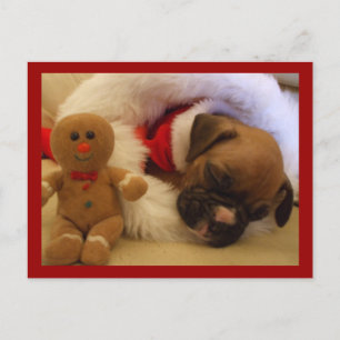 Festiva Postal de Boxer Puppy Navidades con sueño