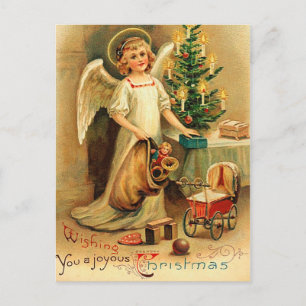 Festiva Postal de Cherub navideño vintage