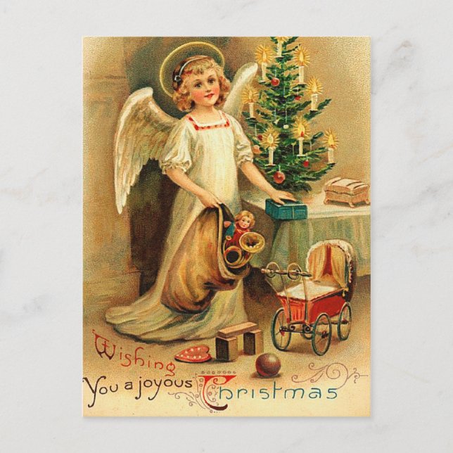 Festiva Postal de Cherub navideño vintage (Anverso)