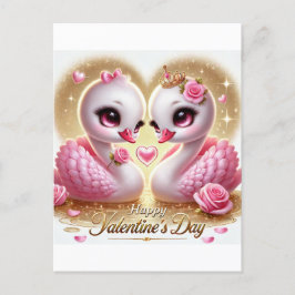 Festiva Postal de cisne rosa El día de San Valentín