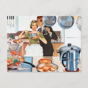 Festiva Postal de cocina de la cocinera retro
