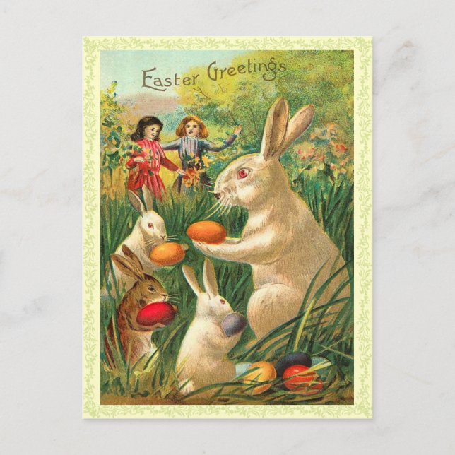 Festiva Postal de conejito de Pascua (Anverso)