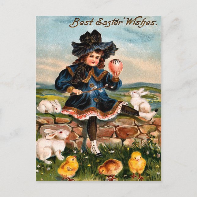 Festiva Postal de conejito de Pascua (Anverso)