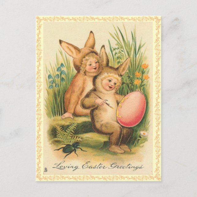 Festiva Postal de conejito de Pascua (Anverso)