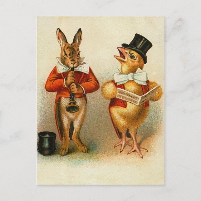 Festiva Postal de conejito de Pascua (Anverso)