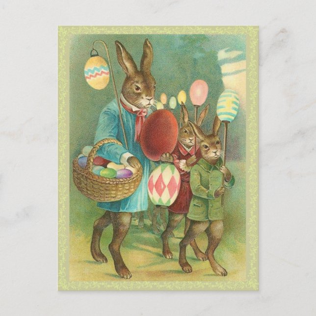 Festiva Postal de conejito de Pascua (Anverso)