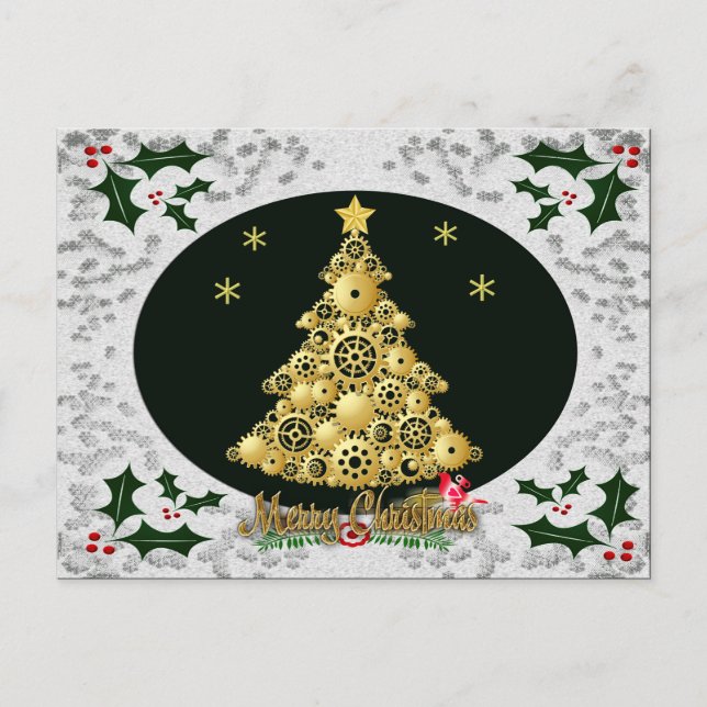 Festiva postal de copo de nieve de vapor (Anverso)