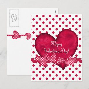 Festiva Postal de corazones rojos y puntos
