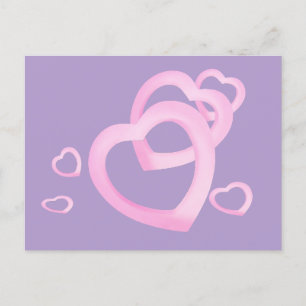 Festiva postal de corazones rosados