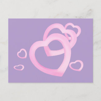 Festiva postal de corazones rosados