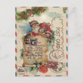 Festiva Postal de correo navideño vintage Santa Claus