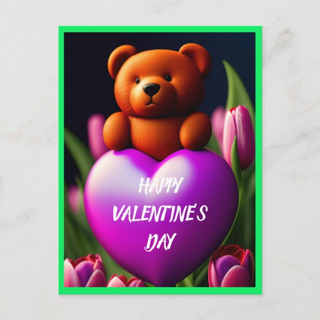Festiva postal de el día de San Valentín Teddy Bear (Anverso)