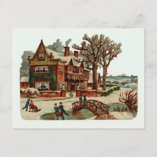 Festiva Postal de época "Escena de Navidades"