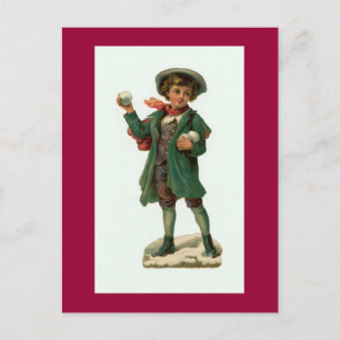 Festiva Postal de época "Navidades bola de nieve"